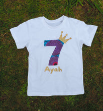 Load image into Gallery viewer, African Print T-shirt for Kids Birthdays Custom Age Number Milestone
